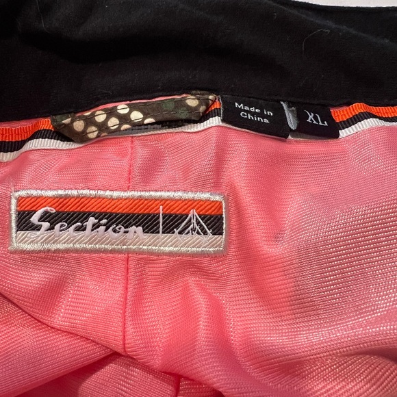 SECTION snow pants, olive green w/ white and tan dots, orange & pink accents, XL - Picture 4 of 12